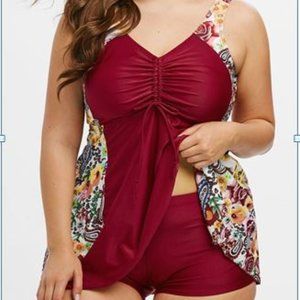 Rosegal NWT-Cinched Paisley Print Tankini Size 2X